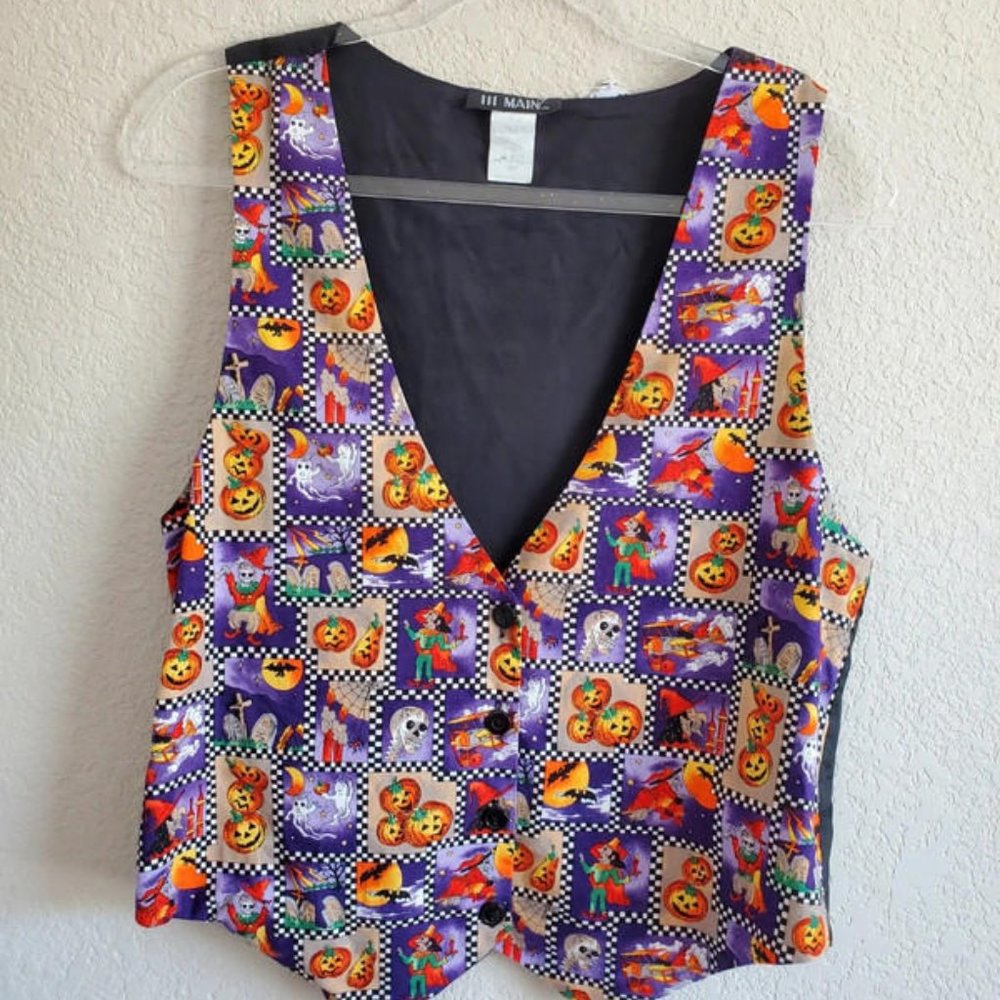 Vintage 111 Main Halloween pumpkin vest